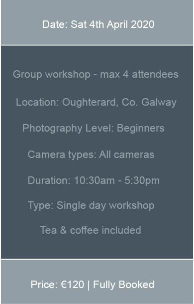 Upcoming dates for photography workshops in Galway